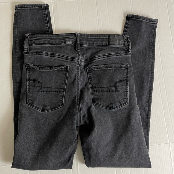 American Eagle Outfitters Jeans Womens Faded Black Low Rise Stretch Skinny - 6 - Picture 5 of 8